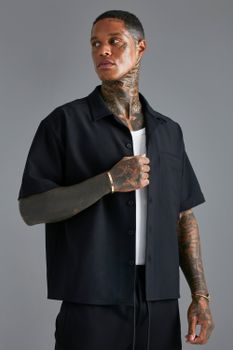 Camisa Recta Elástica Técnica, Negro