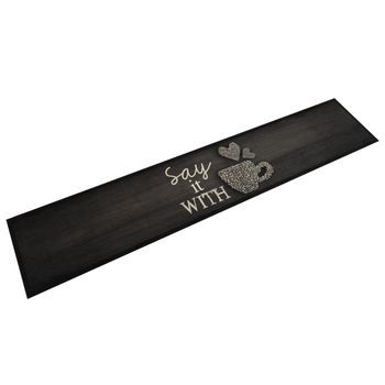 Alfombra De Cocina Lavable Terciopelo Negro Taza 60x300 Cm Vidaxl