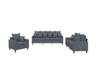 vidaxl juego de sofas con cojines 3 piezas terciopelo gris oscuro