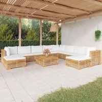 juego muebles de jardin 11 piezas y cojines madera maciza teca vidaxl