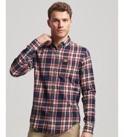 superdry para hombre m4010727a camisa de lenador de algodon organico a cuadros marino s casual manga larga sostenible