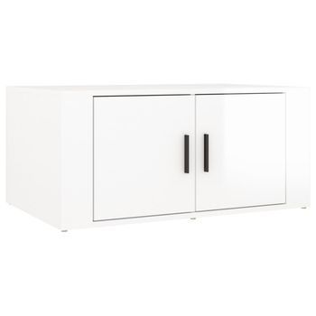 Mesa De Centro，mesa Auxiliar，mesa De Café Madera Contrachapada Blanco Brillo 80x50x36 Cm