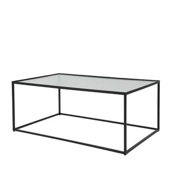 Mesa de centro de metal negro mate con sobre de vidrio