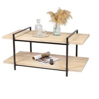 mesa baja coleccion daryl - estilo industrial color roble y negro