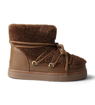 Inuikii para mujer. 1001.003.0282 Botas de Piel Curly marrón (38), Plano, Cordones, Casual