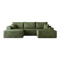 sofa esquinero modular 270cm y sofa chaise longue en l verde asiento profundo pana a rayas