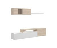 composicion de salon elle con modulo alto y mueble de tv blanconatural