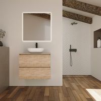 conjunto de bano kaji  80 cm bardolino  dos cajones  lavabo sobre encimera  mueble montado  no incluye espejo  alday