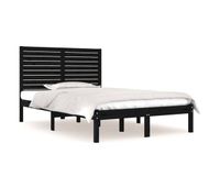 estructura de cama de madera maciza negra 140x190 cm