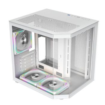Carcasa ProGaming Alma Blanca Cube Tower Micro-ATX con 3 ventiladores ARGB