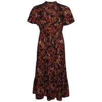superdry vestido largo robe mi-longue imprimee a manches courtes et volants para mujer