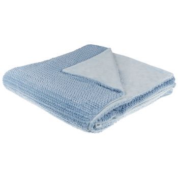 Manta De Poliéster Azul 200 X 220 Cm Colcha Cubrecama Pelo Suave Accesorio Bjas
