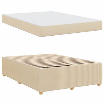 Estructura De Cama Con Colchón Crema 160 X 200 Cm Tela