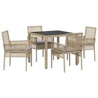 conjunto de comedor de jardin 5 piezas  mueble de jardin beige ratan sintetico
