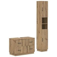 juego de gabinete de bano de 2 piezas hoorn roble artisan vidaxl