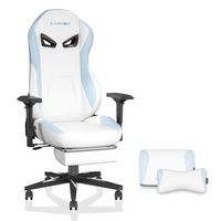 silla gaming blanca kornox ergonomica con reposapies y soporte lumbar ajustable