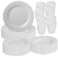 vajilla 24 pzs blanca  8 vasos 300 ml transparente san ignacio