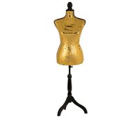 maniqui de madera y espuma forrado de tela dorado 24x375x168h cm