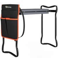 outsunny taburete de jardin plegable con almohadilla de eva asiento de jardin con bolsa para herramientas en cintura carga 150kg