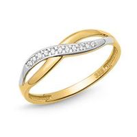 8 quilates anillo de oro plata oro giro circonita