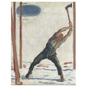 Legendarte - Cuadro Lienzo, Impresión Digital - El Leñador - Ferdinand Hodler - Decoración Pared Cm. 60x80