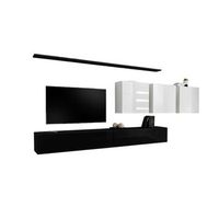 conjunto de muebles para salon switch vii - negro y blanco brillante - diseno moderno y suspendido