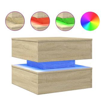 Mesa De Centro Con Luces Led Roble Sonoma 50x50x40 Cm Vidaxl