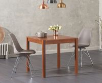 oxford 80cm solid dark oak dining table with celine chrome leg chairs