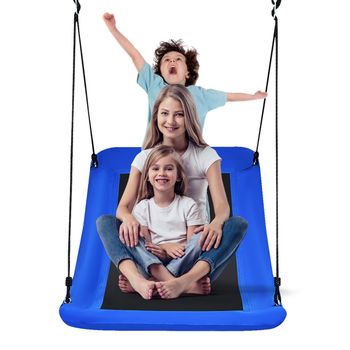 Costway Columpio para Árbol para Niños Columpio de Exterior en Tejido Oxford PP con Cuerdas Regulables para Parque Patio Jardín Azul 155 x 83 cm
