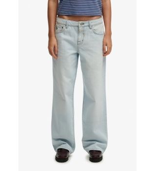 Superdry para mujer. W7011267A Jeans Mid Rise Wide Leg azul (29/32), Casual, Algodón, Denim