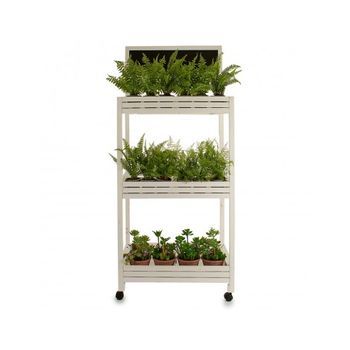 Carro De Madera Con 3 Estantes Y Pizarra En Color Blanco, Ideal Para Organizar Flores, Plantas Verdes, Hierbas, Jarrones