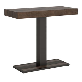 Consola extensible 90x40/196 cm efecto madera nogal, hierro