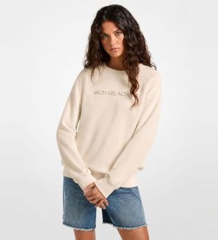 Michael Kors para mujer. MR651Z64MY Sudadera de algodón con logotipo en relieve blanco roto (S), Casual
