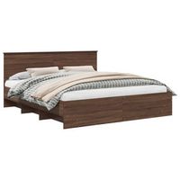 estructura de cama con cabecera roble marron 200 x 200 cm vidaxl