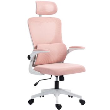Vinsetto Silla de Oficina Ajustable y Reclinable con Reposacabezas Removible, en Tejido de Malla, 60x59x114-122 cm, Rosa   Aosom España
