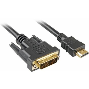 Adaptador de cable de vídeo Sharkoon 5 m HDMI a DVI-D Oro Negro