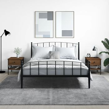 Mesitas De Noche (2 Uds) - Dormitorio - Madera Y Hierro - Marrón Roble (40x42x45cm)