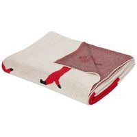 manta moderna habitacion infantil algodon beige y rojo motivo perros 130 x 170 cm reerh