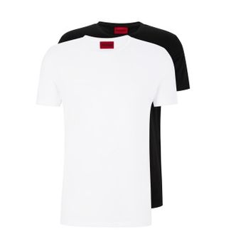 HUGO para hombre. 50325440 Pack 2 Camisetas Round blanco, negro (L), Casual, Algodón, Manga corta, Sostenible