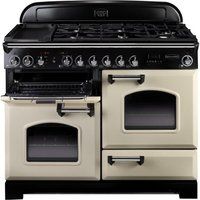 rangemaster classic deluxe 110 dual fuel range cooker - cream  chrome cream