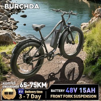 Bicicleta eléctrica de montaña BURCHDA RX02 de 26 pulgadas con neumáticos gruesos 4.0, batería de litio de 48V15AH, bicicleta eléctrica para adultos, tipo motocicleta.