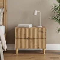 mesita de noche - dormitorio - madera de ingenieria - roble artesanal 62x345x48cm
