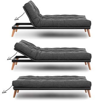 Sofá-cama De 3 Plazas Saki Gris Oscuro