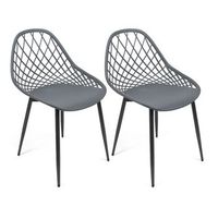 conjunto de 2 sillas en polipropileno y metal - 53 x 52 x 84 cm - gris