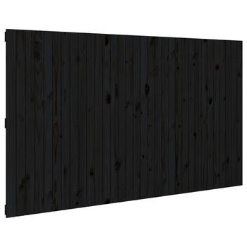 Cabecero De Cama Pared Madera Maciza Pino Negro 204x3x110 Cm