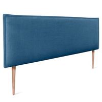 cabecero de lino natural liso con ribete 145x105cm con patas camas 135140 - azul marino