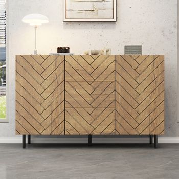 Aparador - Mueble De Salón - Tablero De Partículas - Madera Y Negro (120x40x76cm)