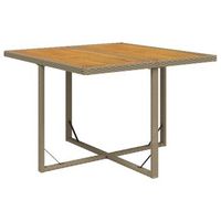 mesa de jardin  mesa de exterior ratan sintetico madera acacia beige 109x107x74cm