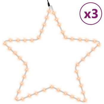 Figuras Estrellas Navidad Con 48 Led 3 Unidades Blanco Cálido 56cm