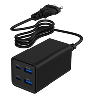 cargador rapido gembird usb powerdelivery gan de 4 puertos 65 w negro